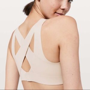 Lululemon Enlite Bra Barely Beige High Support Running Cross Back Womens 34DD